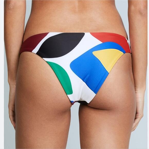 NEW Mara Hoffman Kay Low Rise Bikini Swim Bottom in Cream Multicolor - Picture 2 of 11